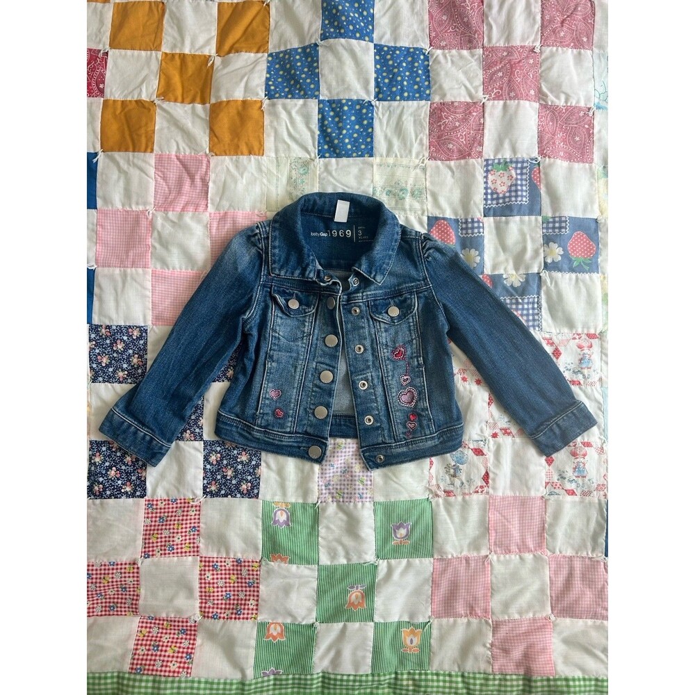 Girls Gap Baby Floral Embroidery Jean Jacket Size 3